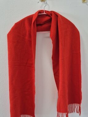 Orange Cashmere Scarf With Tassle Fringe